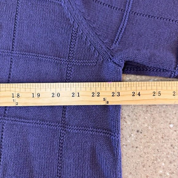 Vintage IZOD Men's Cable Knit Sweater XL 100% Cotton Purple - Picture 3 of 9